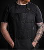 Heavy Duty Black Canvas Kitchen Apron with Phone/Pencil Pocket, Removable Kitchen Towel Rings and Sweatshirt-Style Pocket