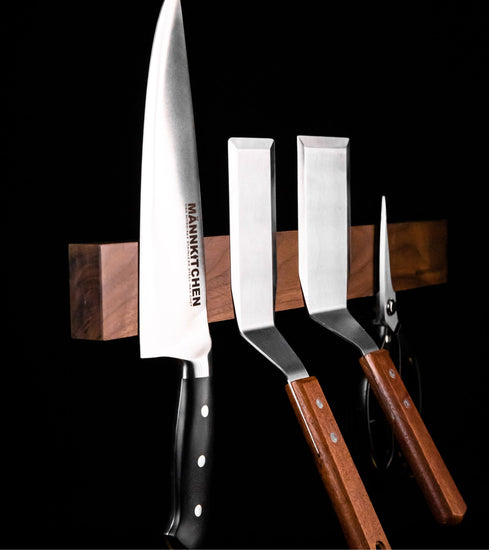 Extra starker magnetischer Messerhalter – Natur-Schwarznuss mit Seltenerd-Neodym-Magneten